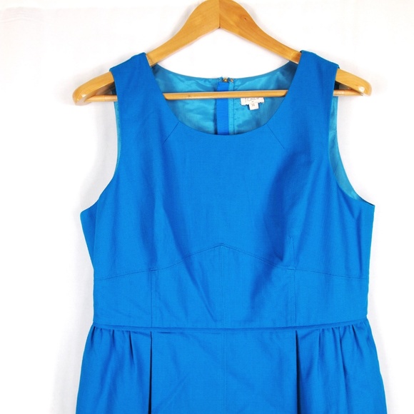 J.Crew Factory Textured Cotton Prussian Blue Dress - Picture 3 of 6